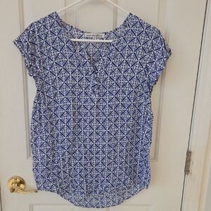 Blue Geometric Print Blouse